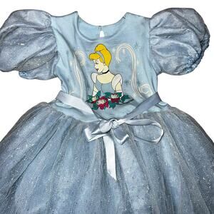 Vintage Disney Cinderella Princess Dress Puffy Sleeve Gown Glitter Tulle sz 6x